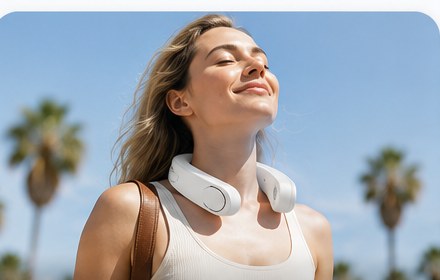 Warme zomerdagen — witte nekventilator met koelplaat